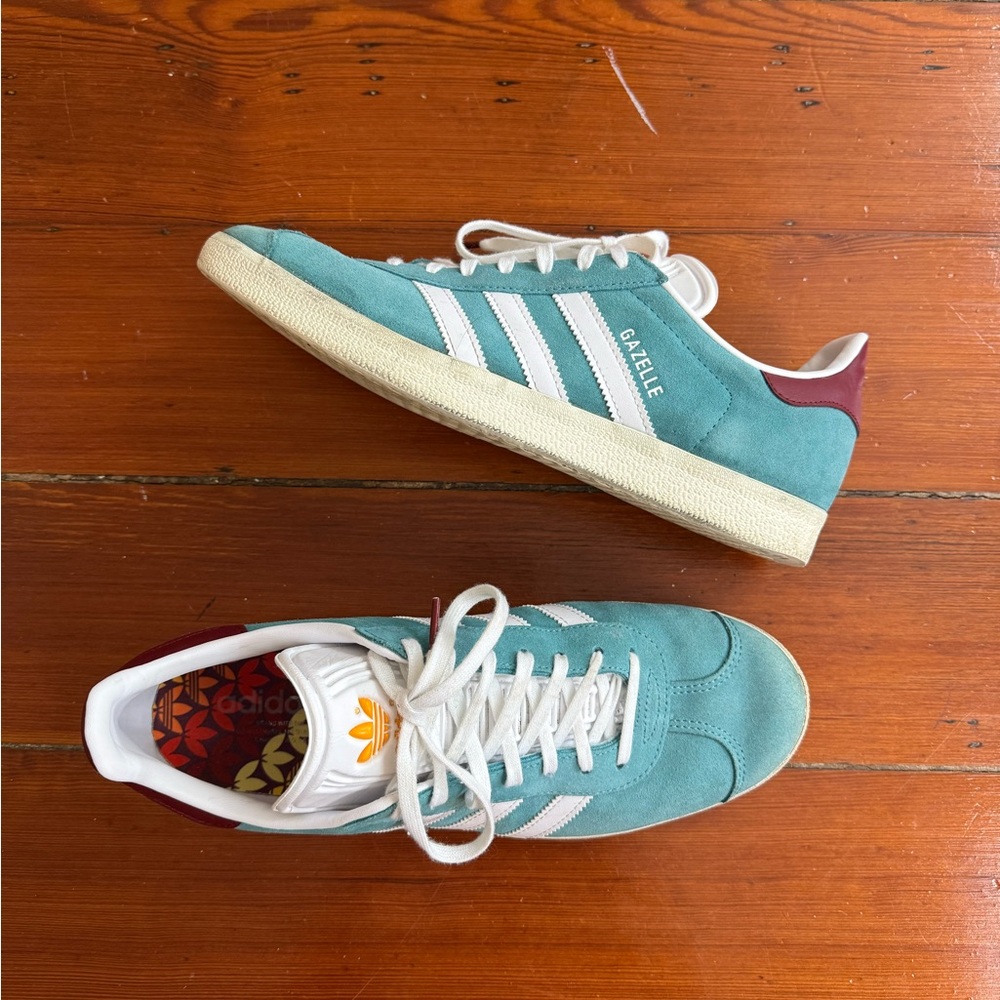 Adidas Gazelle Arctic Fusion Burgundy Teal Suede Athletic Sneakers Sz 10 ❤️🍄 - Picture 2 of 9